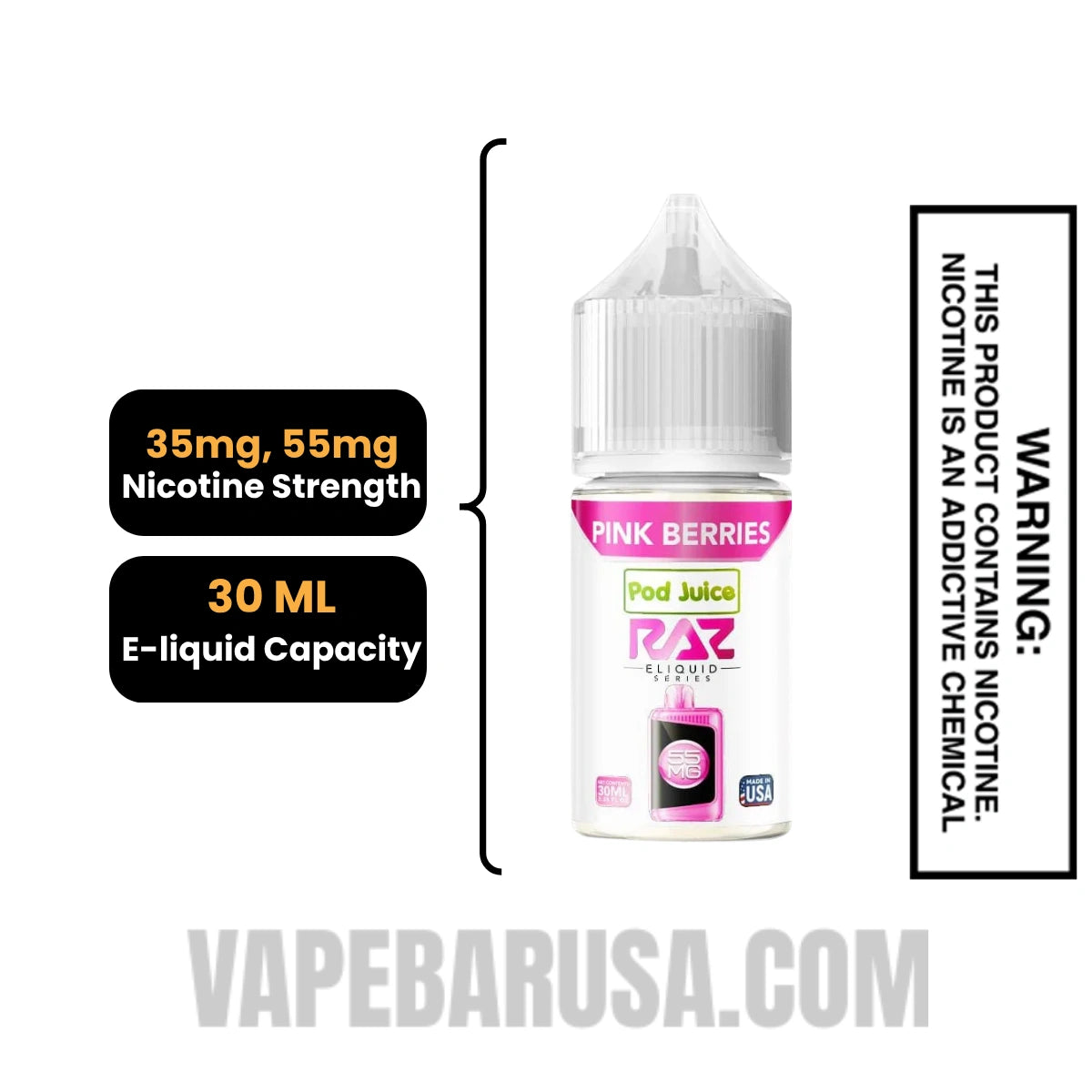 Pink Berries Pod Juice X RAZ Salt Nic juice 30 ML Specifications