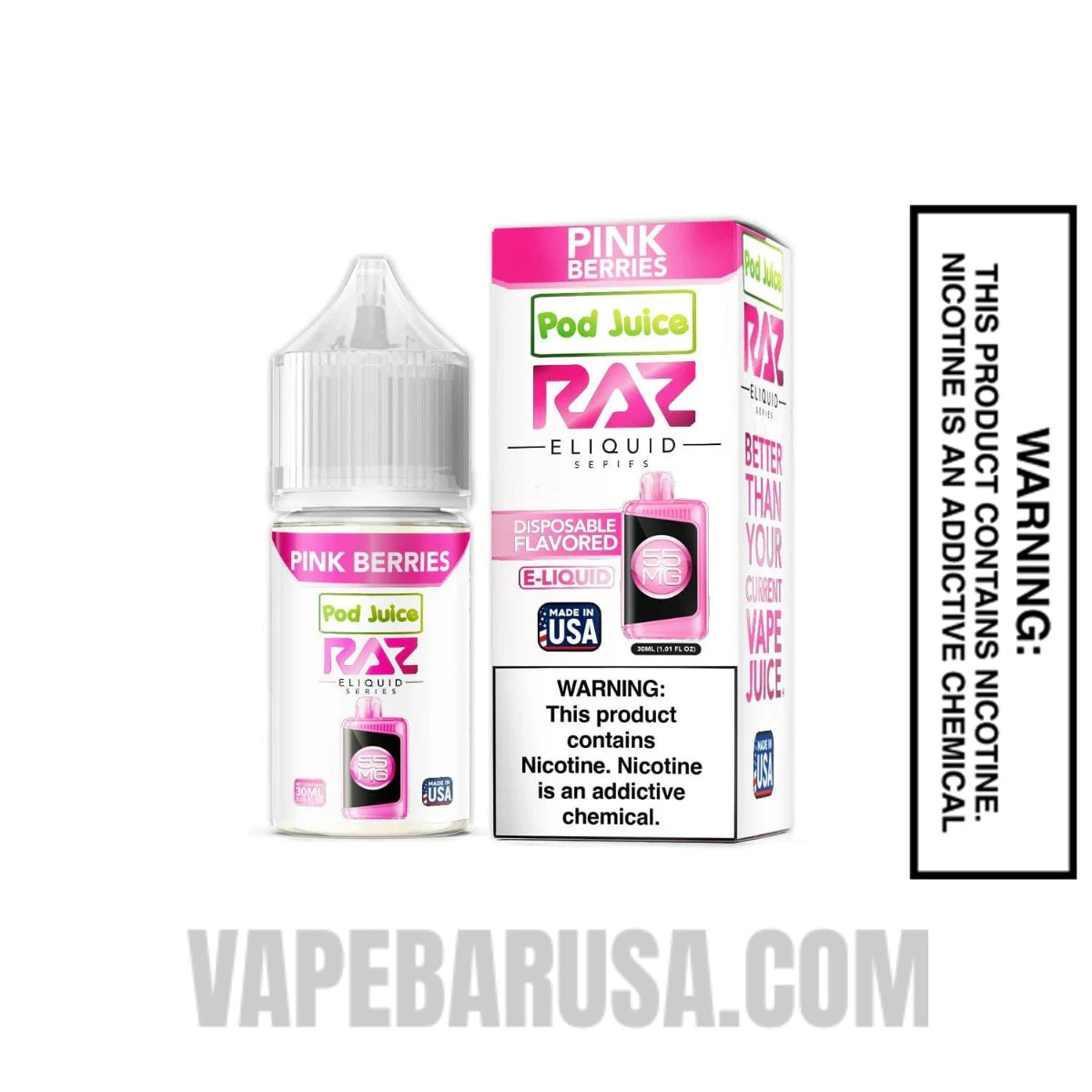 Pink Berries Pod Juice X RAZ Salt Nic juice 30 ML with package box
