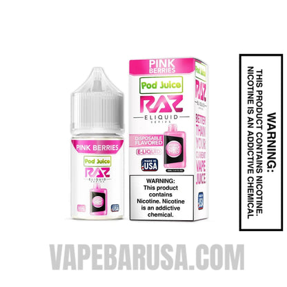 Pink Berries Pod Juice X RAZ Salt Nic juice 30 ML with package box
