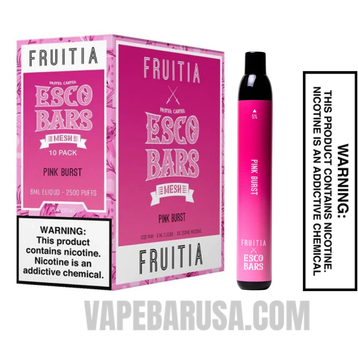 Pink Burst Esco Bars 2500 Puffs Disposable Vape with Bundle Pack