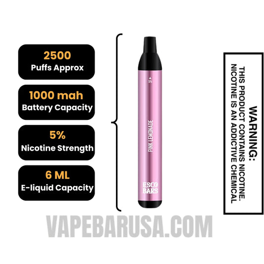 Pink Lemonade Esco Bars 2500 Puffs Disposable Vape