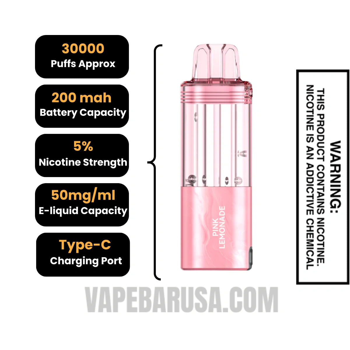 Pink Lemonade Foger Switch Pro 30K Disposable Pod Specifications 