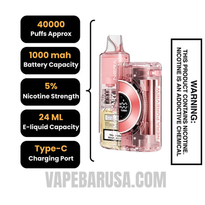 Pink Lemonade Lost Mary Nera Pureview 40K Vape Kit Specifications