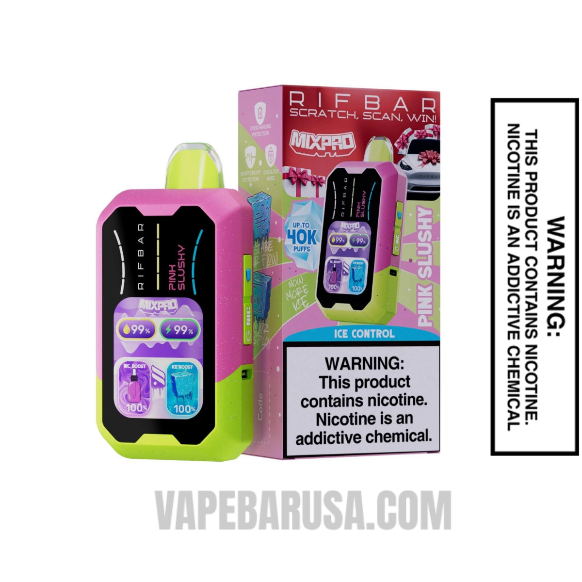 Pink Slushy Rifbar MixPro Ice 40K Disposable Vape With Package Box