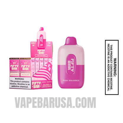 Pink Squares Fifty Bar Disposable Vape 6500 Puffs With Bundle Pack