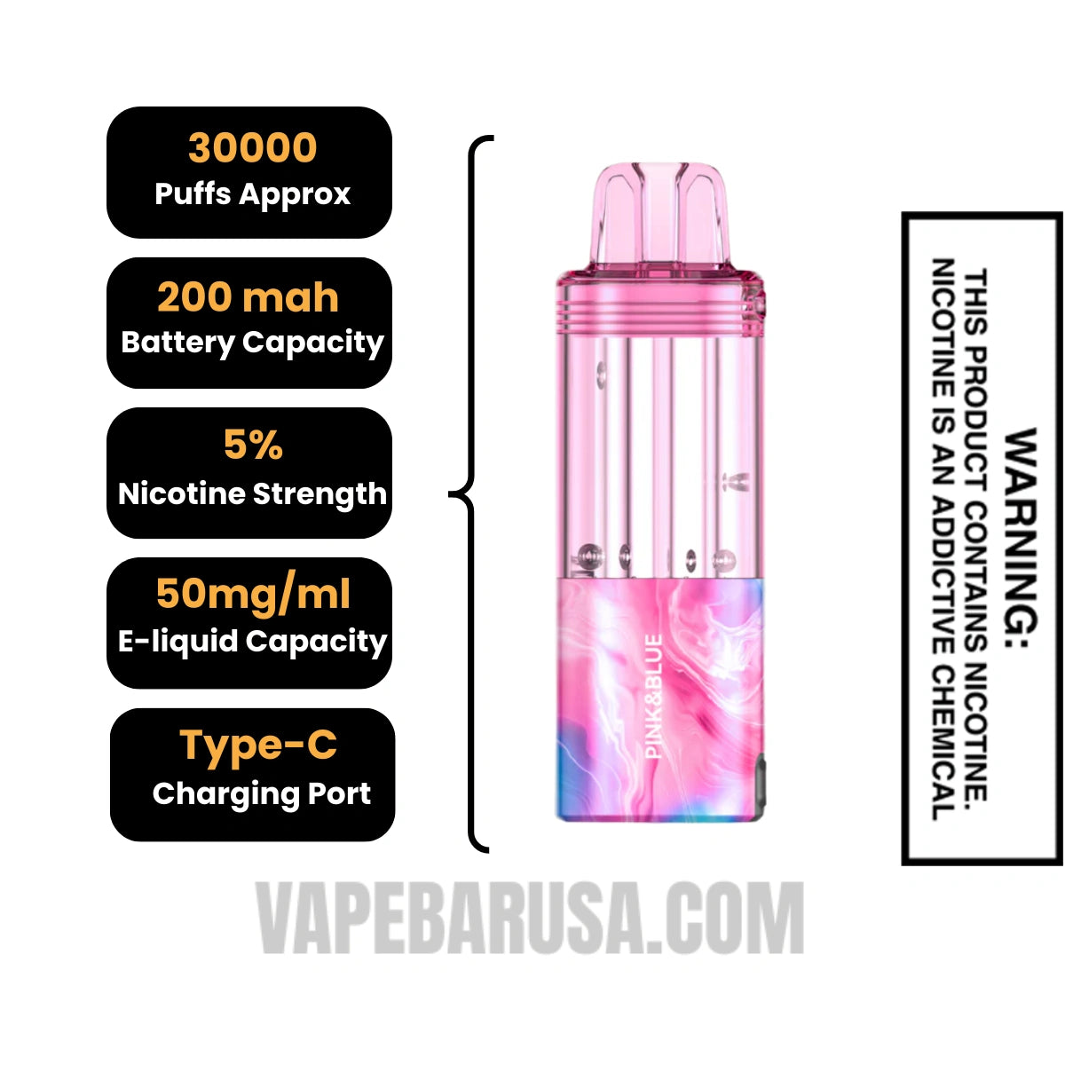 Pink & Blue Foger Switch Pro 30K Disposable Pod Specifications