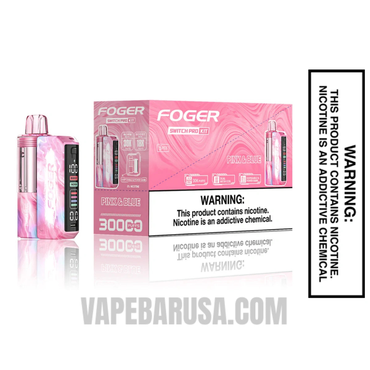 Pink & Blue Foger Switch Pro 30K Disposable Vape Kit With Bundle Box