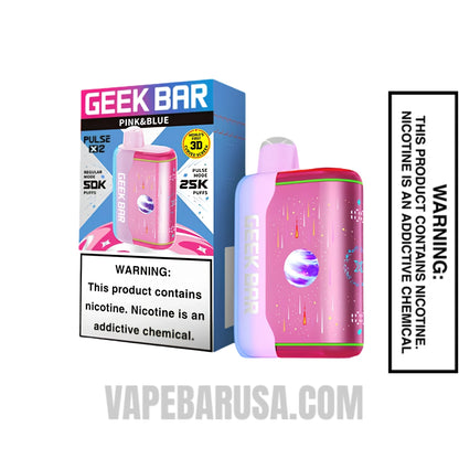 Pink & Blue Geek Bar Pulse X2 Disposable Vape With Package Box