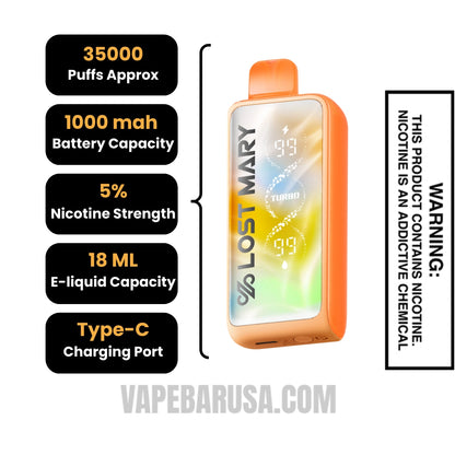 Pink Lemonade Lost Mary MT35000 Disposable Vape Specifications
