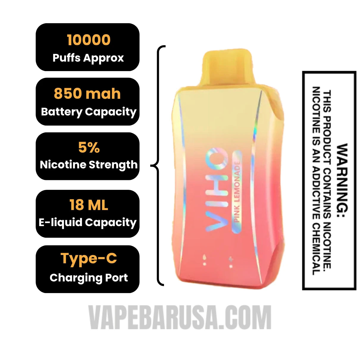 Pink Lemonade VIHO Turbo Vape 10000 Puffs