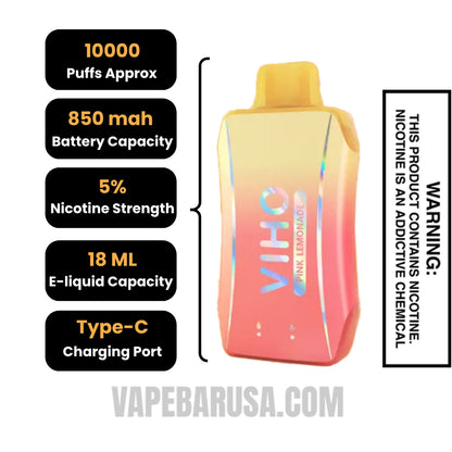 Pink Lemonade VIHO Turbo Vape 10000 Puffs