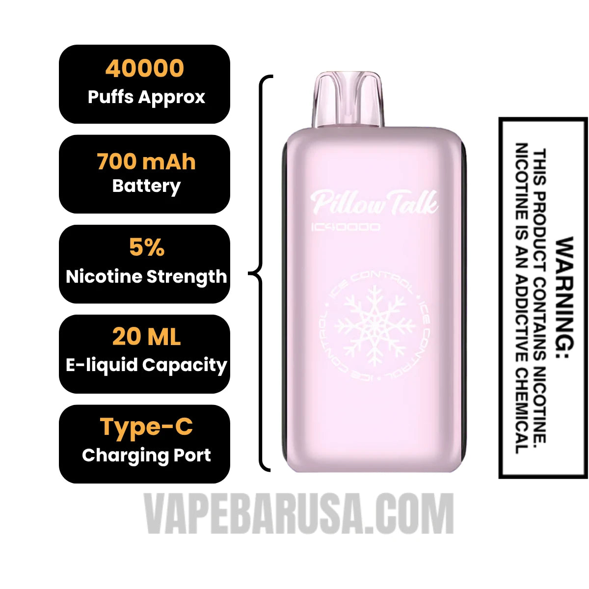 Pink Lemonade Pillow Talk IC40000 Disposable Vape Specifications