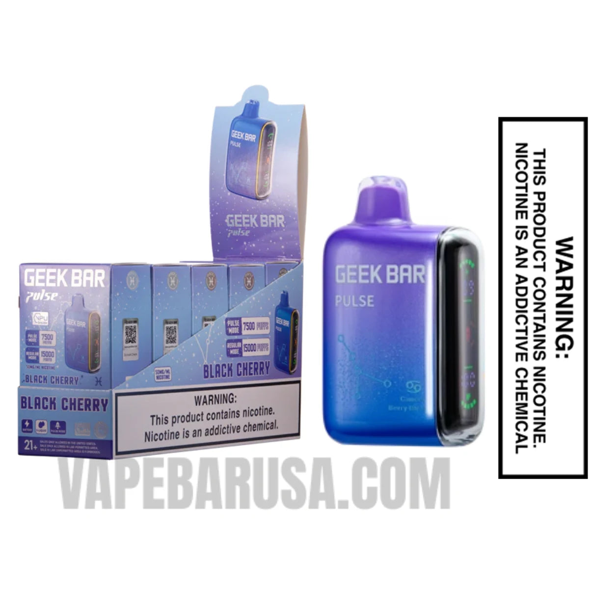 Pisces Black Cherry Geek Bar Pulse Vape with bundle box
