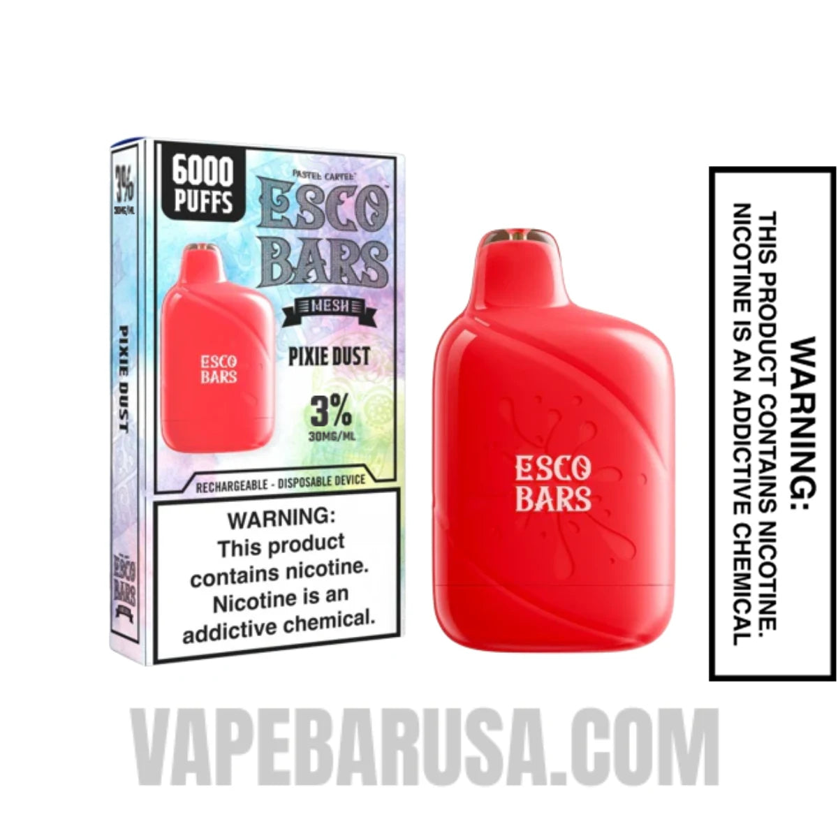 Pixie Dust Esco Bar Mesh Vape 6000 Puffs 3% Nic With Package Box