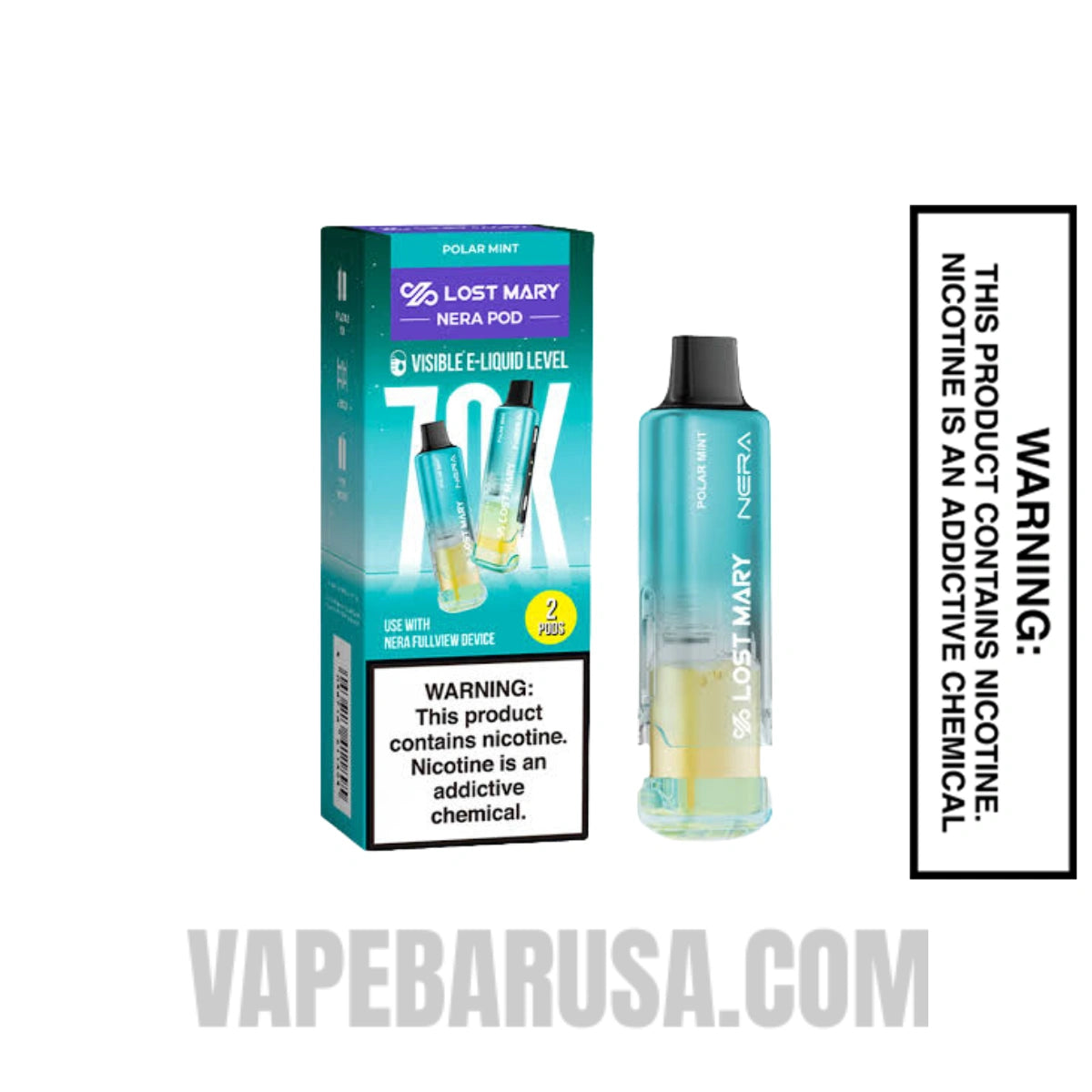 Polar Mint Lost Mary Nera Fullview 70K Disposable Vape Pod With Package Box