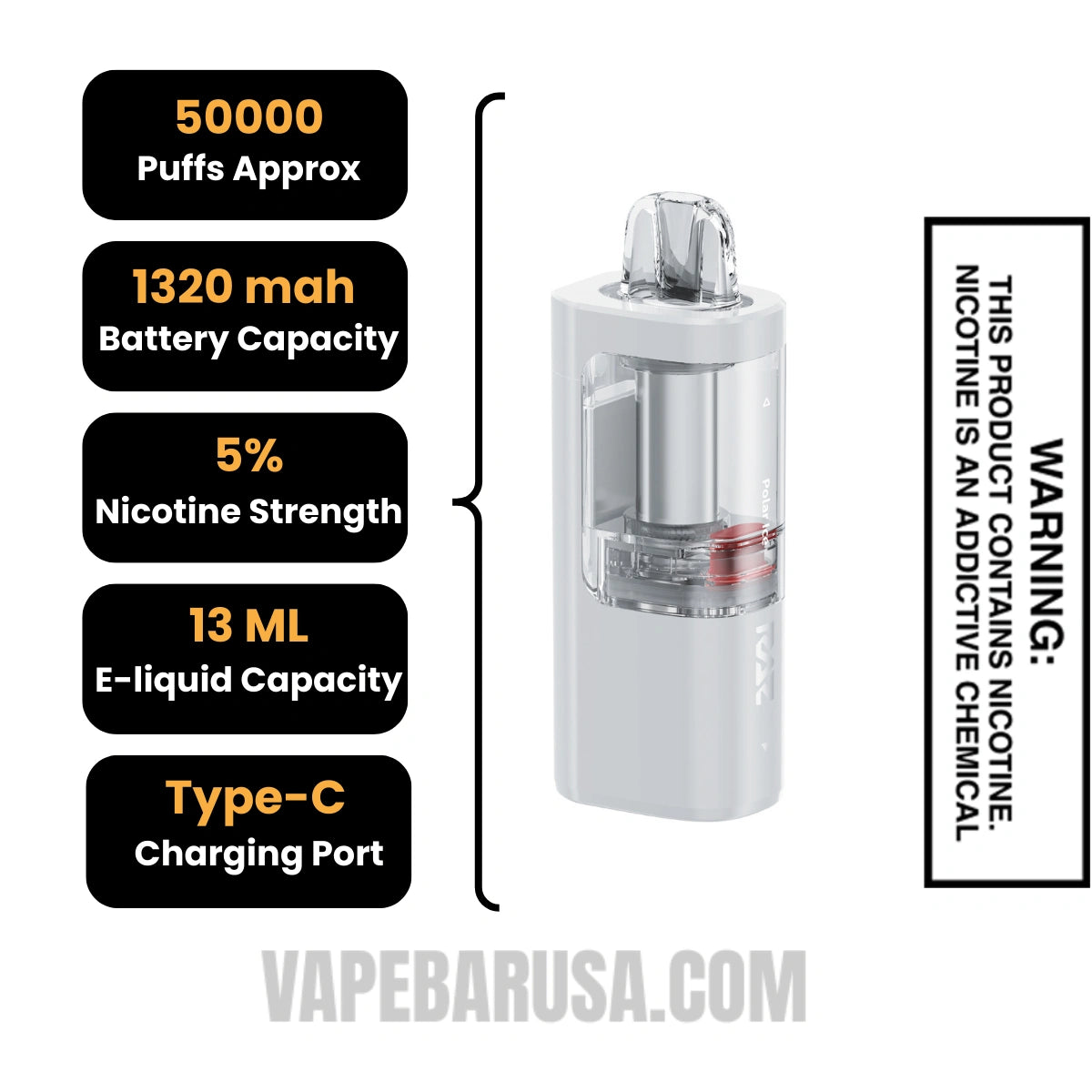 Polar Ice RAZ VUE 50K Disposable Pod Specifications