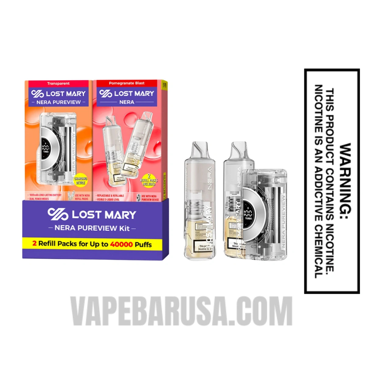 Pomegranate Blast Lost Mary Nera Pureview 40K Vape Kit With Package Box