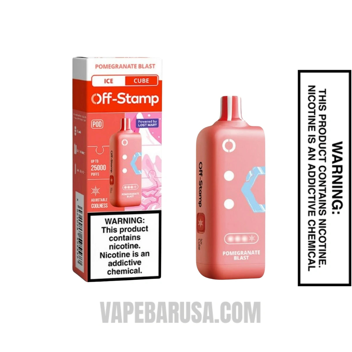 Pomegranate Blast Off Stamp Ice Cube 25K Disposable Pod With Package Box
