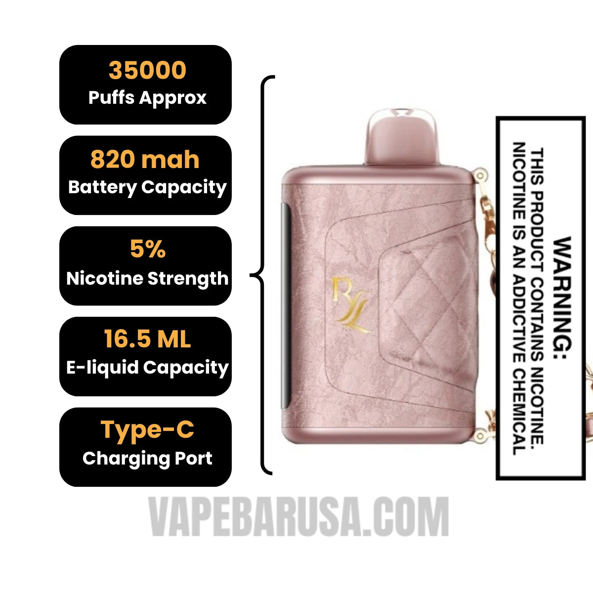 Pretty in Pink RAZ RYL Classic 35K Disposable Vape Specifications