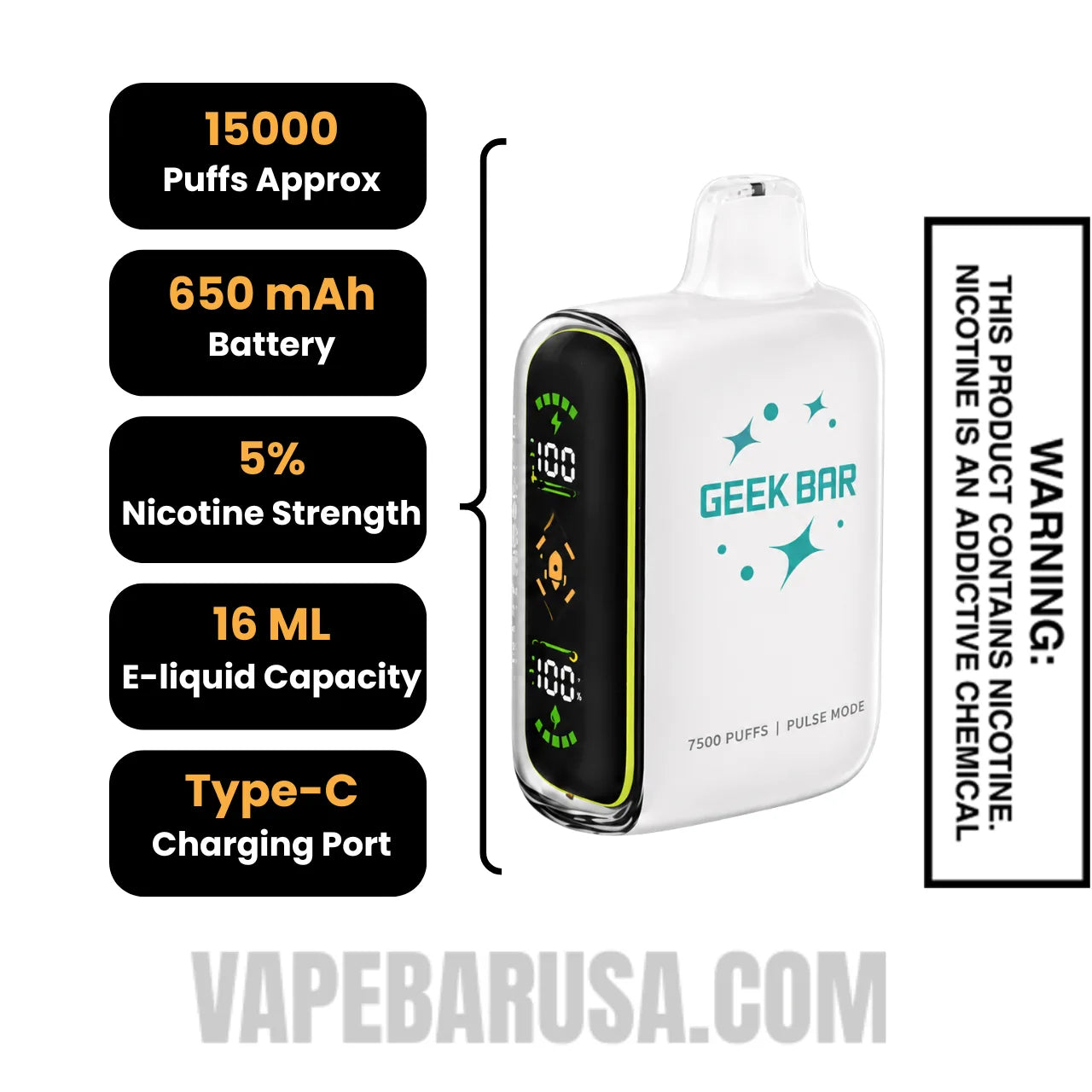 Pure Geek Bar Pulse Disposable Vape Specifications