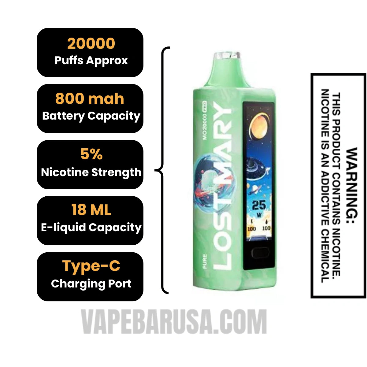 Pure Lost Mary MO20000 Disposable Vape Specifications