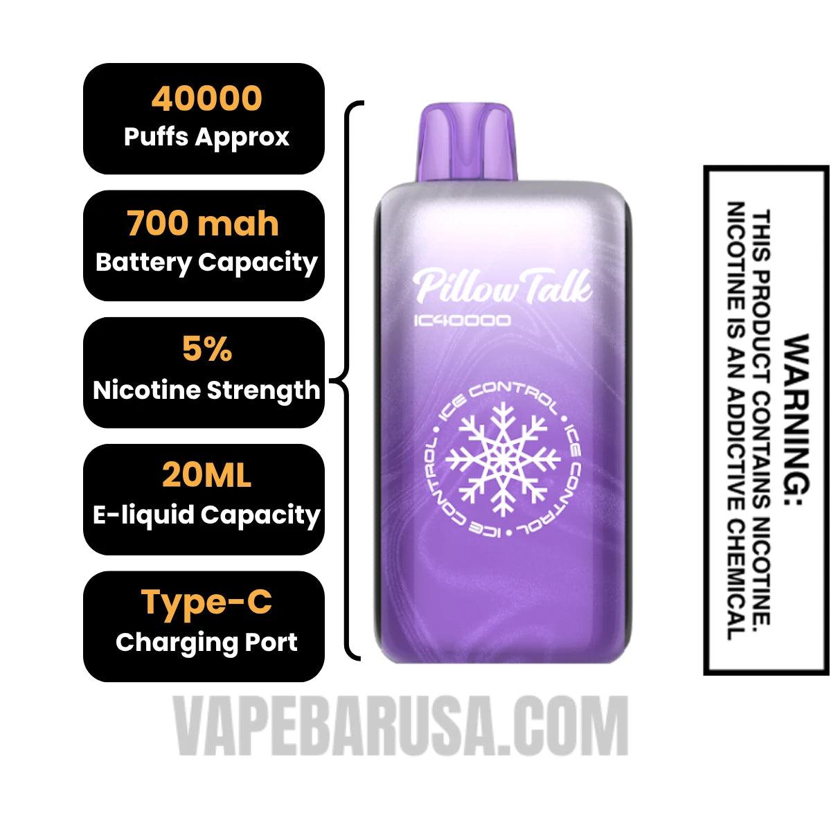 Purple Galaxy Pillow Talk IC40000 Crystal Edition Vape Specification