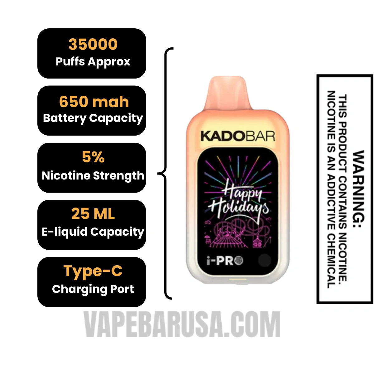 Pushin Peach Kado Bar i-Pro 35K Disposable Vape
