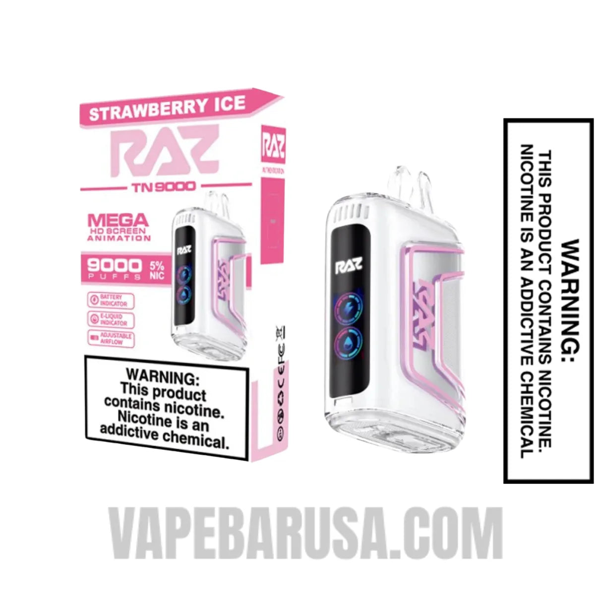 Strawberry Ice RAZ Disposable Vape 0% Nic With Package Box