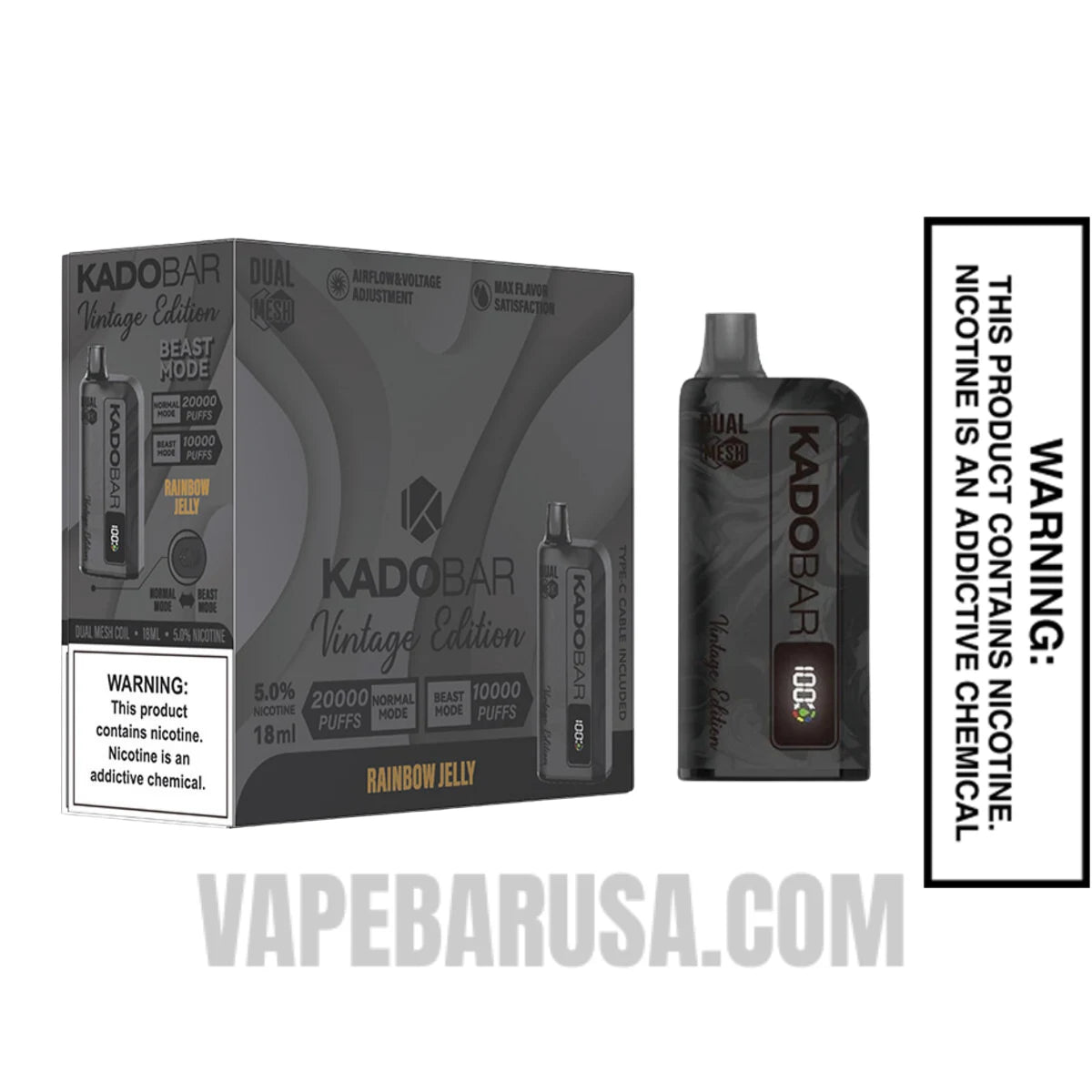 Rainbow Jelly Kado Bar Vintage Edition 20000 Puffs Disposable Vape With Bundle Pack
