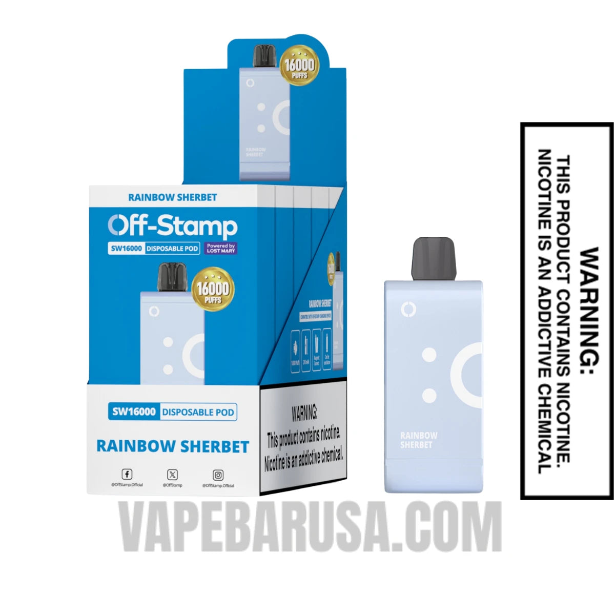 Rainbow Sherbet Off Stamp SW16000 Disposable Pod With Bundle Pack