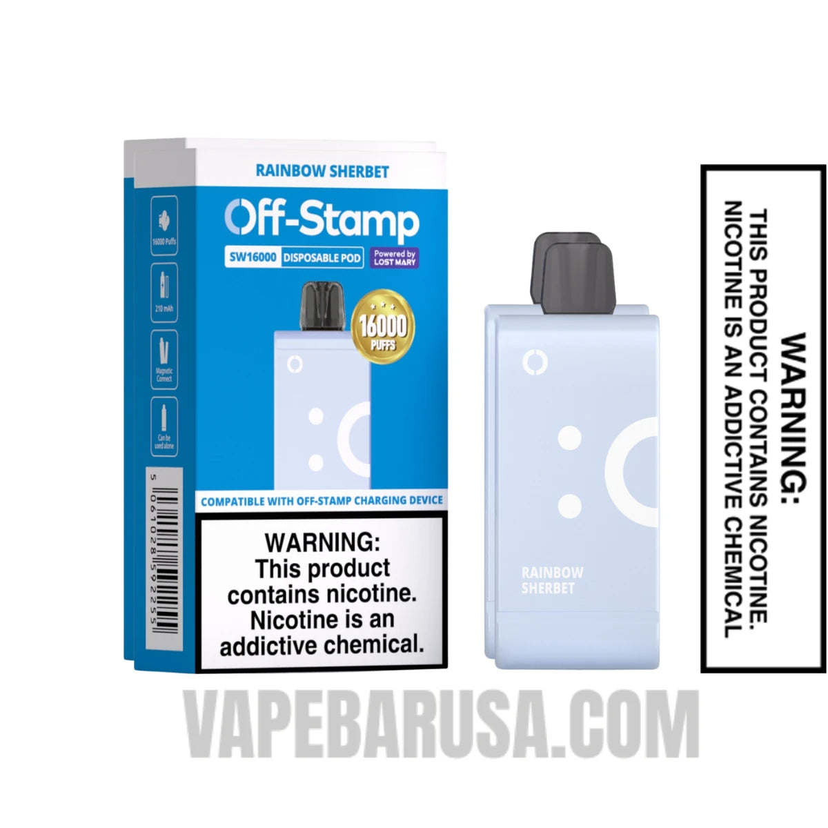 Rainbow Sherbet Off Stamp SW16000 Disposable Pod With Package Box
