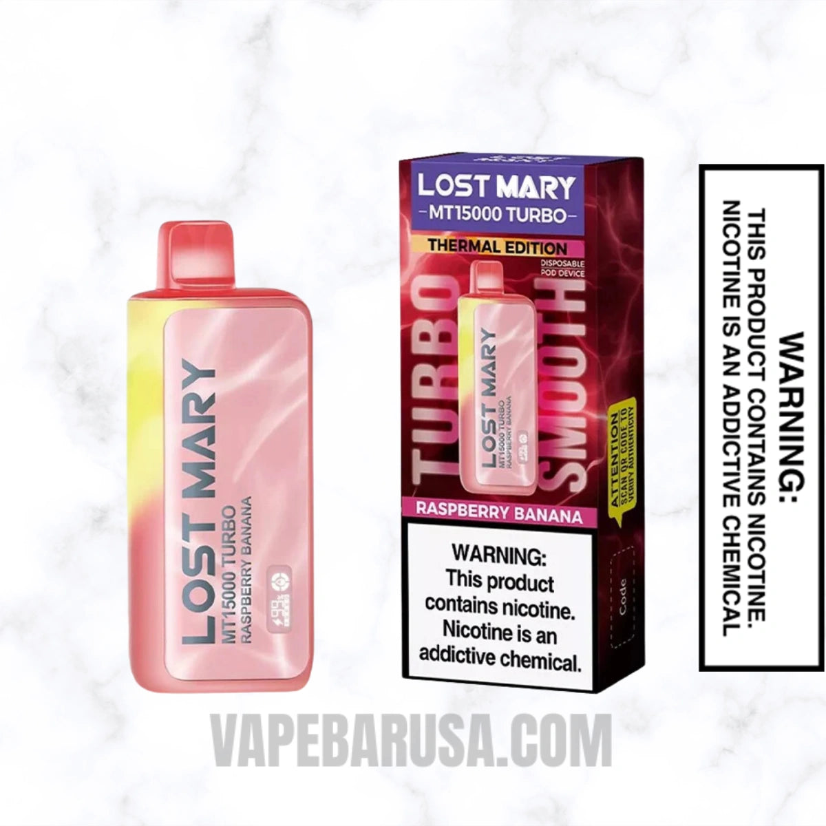 Raspberry Banana Lost Mary MT15000 Turbo Disposable Vape With Package Box