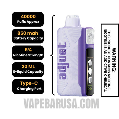 Raspberry Orange Adjust MySweet 40K Disposable Vape Specifications
