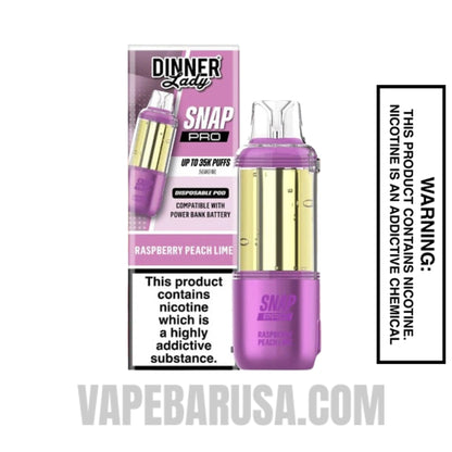 Raspberry Peach Lime Dinner Lady Snap Pro 35K Disposable Vape Pod With Package Box