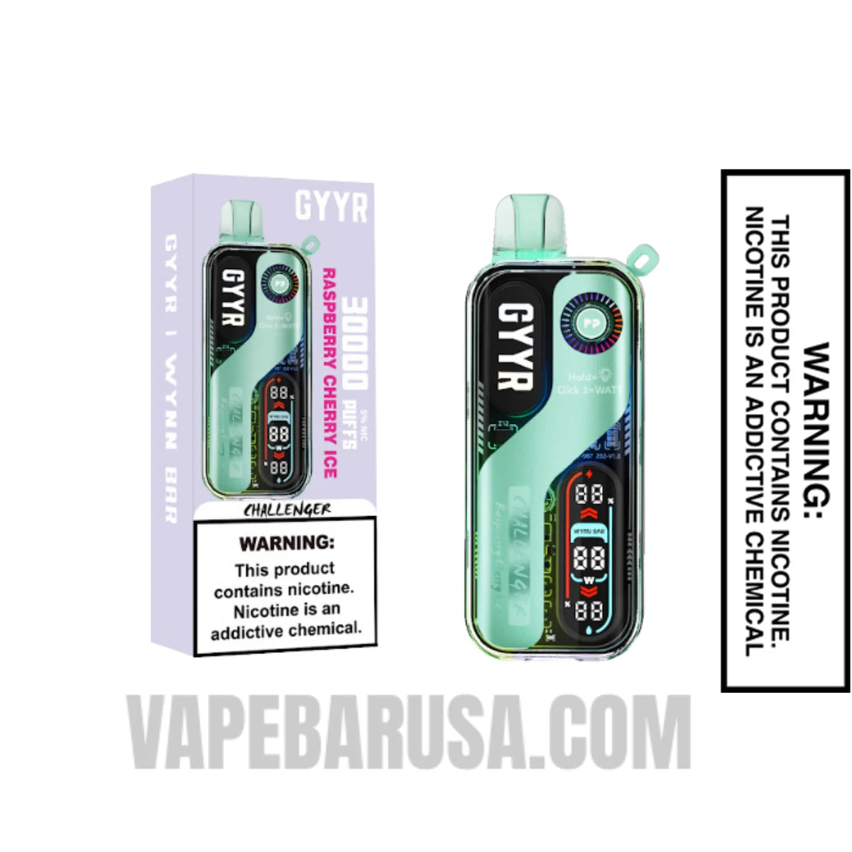 Raspberry Cherry Ice GYYR X Wynn Bar Challenger 30K Vape with Package Box