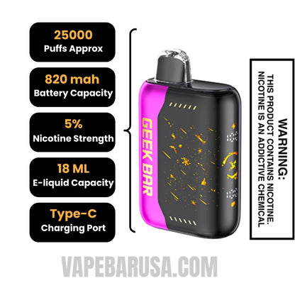Raspberry Jam Geek Bar Pulse X Jam Edition Disposable Vape Specifications