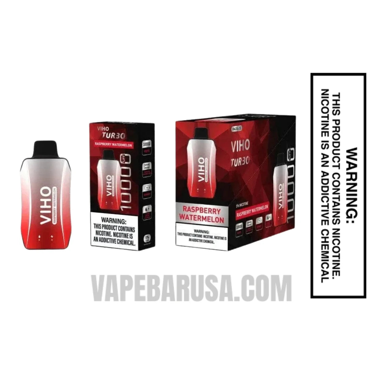 Raspberry Watermelon VIHO Turbo Vape 10000 Puffs With Bundle Pack