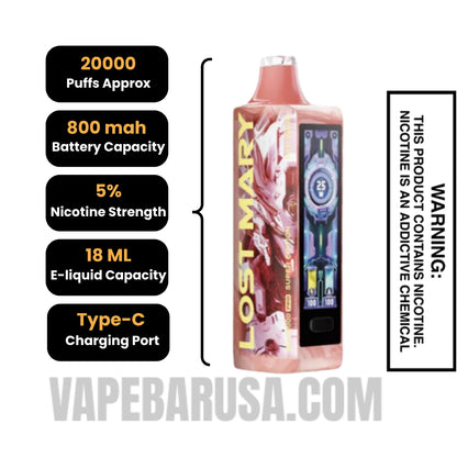 Red Wave Lost Mary MO20000 Pro Super Edition Vape Specifications