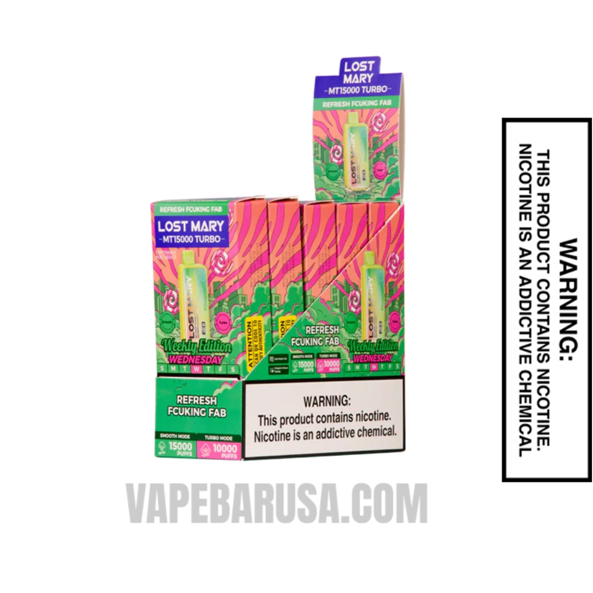 Refreshing Fcuking Fab Lost Mary MT15000 Turbo Vape (Wednesday) With Bundle Pack