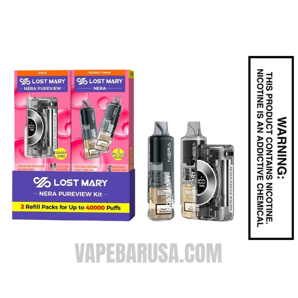 Rocket Freeze Lost Mary Nera Pureview 40K Vape Kit With Package Box