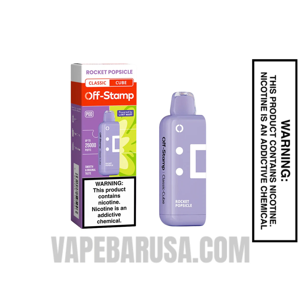 Rocket Popsicle Off Stamp Classic Cube 25K Disposable Pod With Package Box