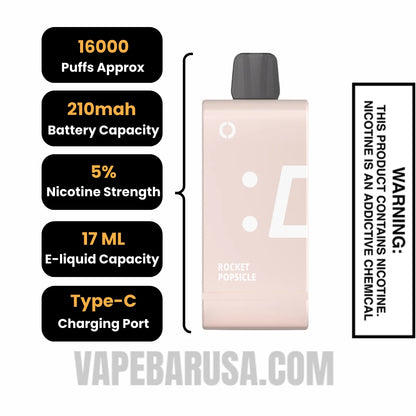 Rocket Popsicle Off Stamp SW16000 Disposable Pod Specifications