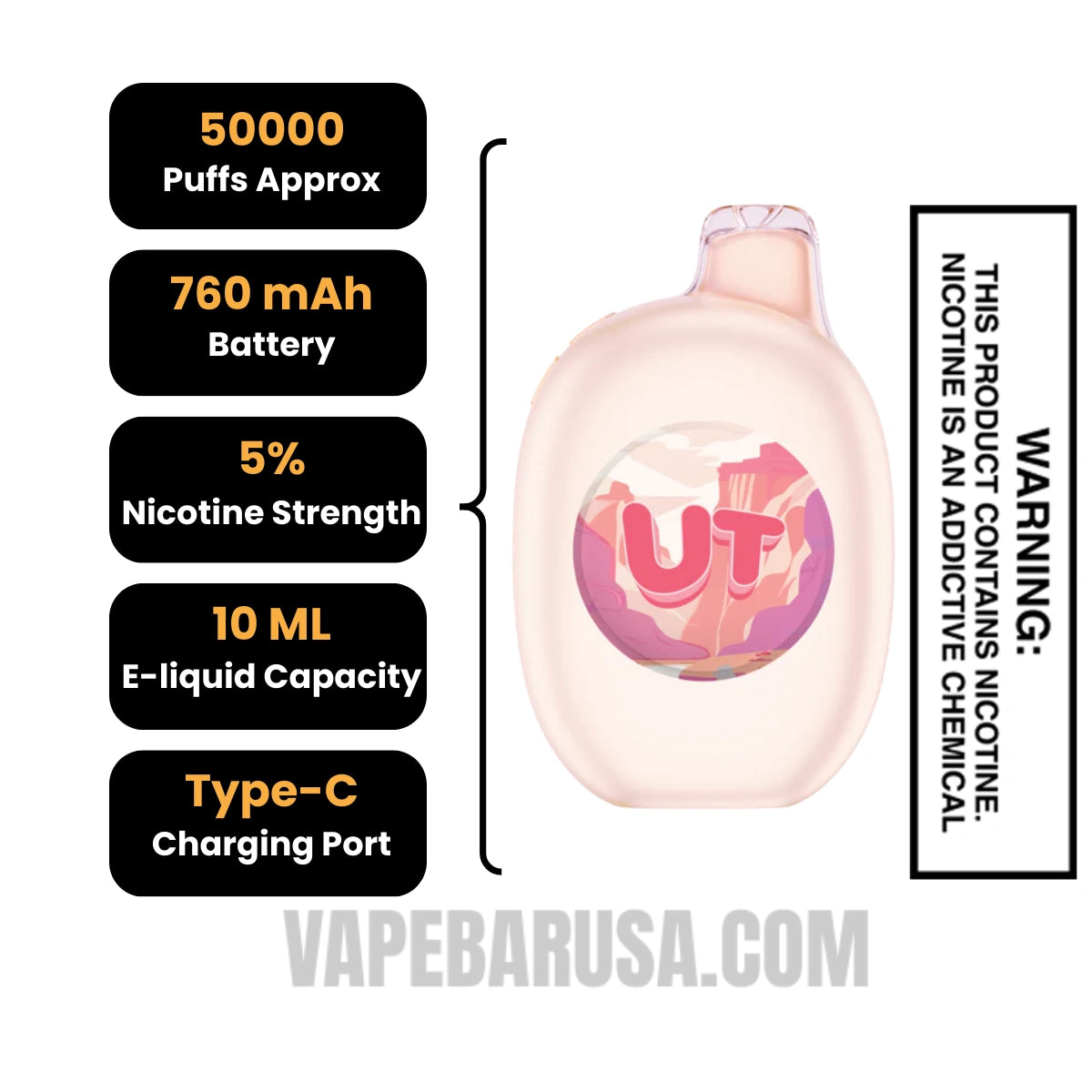 Root Soda/Vanilla Flum UT Bar 50K Disposable Specifications