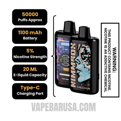 Root Beer Nimmbox MECHA 50K Disposable Vape Specifications
