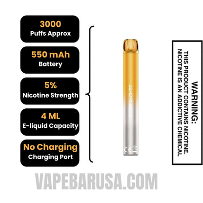 Rose Lychee Voom Mesh 3000 Puffs Disposable Vape Specifications