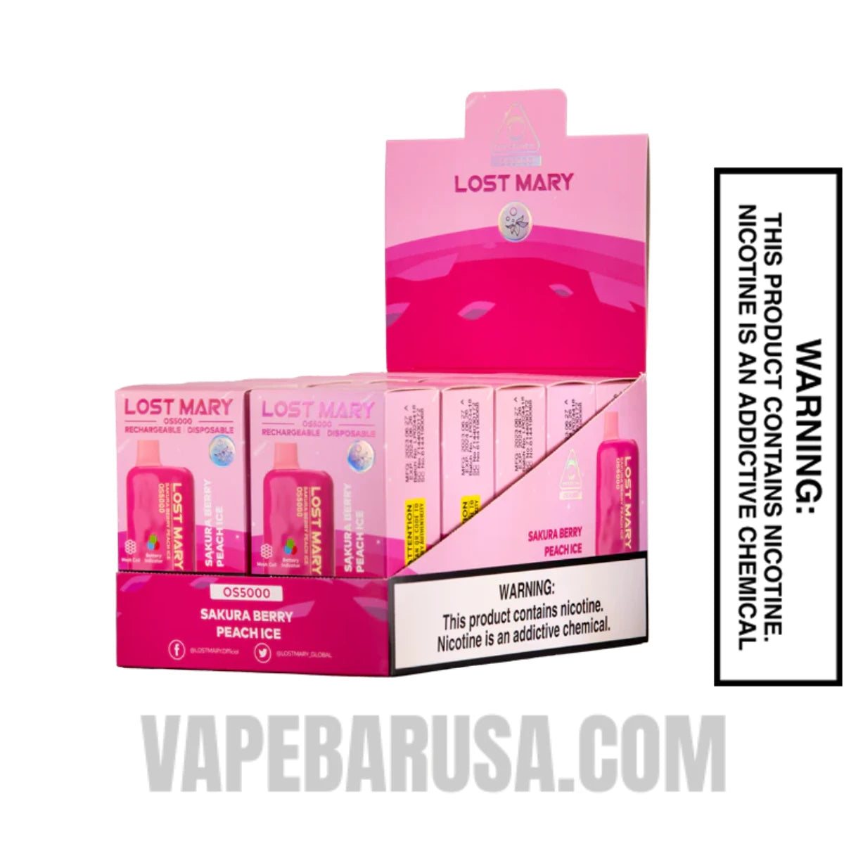 Sakura Berry Peach Ice Lost Mary OS5000 Disposable Vape With Bundle Pack