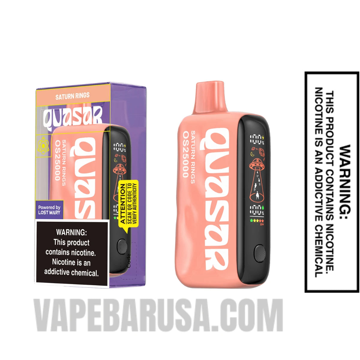 Saturn Rings Lost Mary Quasar OS25000 Disposable Vape with package box