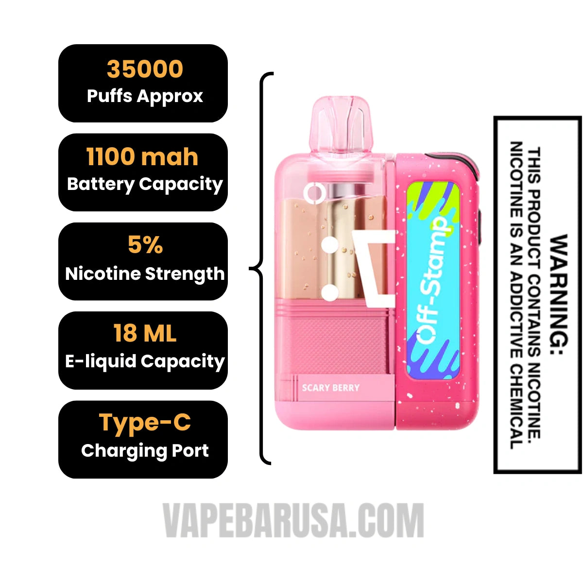 Scary Berry Off Stamp X Cube Crystal Cube 35K Vape Kit Specifications