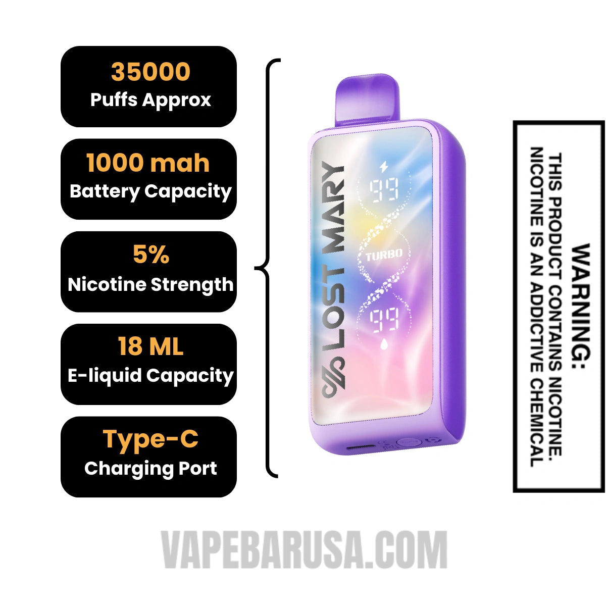 Scary Berry Lost Mary MT35000 Disposable Vape Specifactions