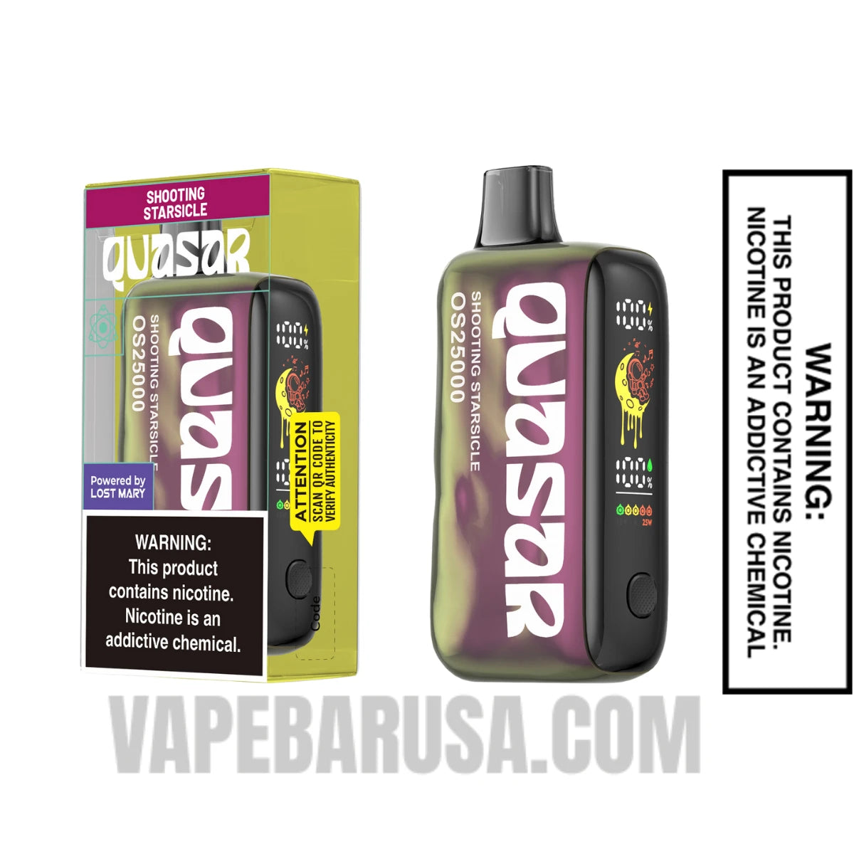 Shooting Starsicle Lost Mary Quasar OS25000 Disposable Vape with package box